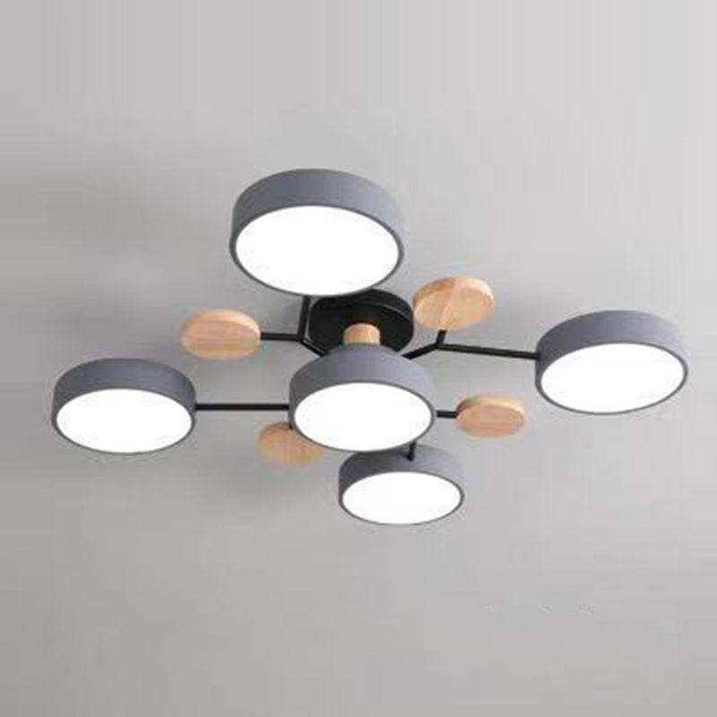 Macaron Molecular LED Ceiling Fixture Metal Living Room Semi Flush Mount Light