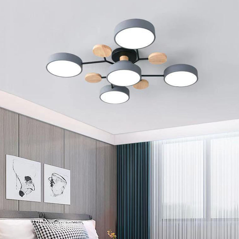 Macaron Molecular LED Ceiling Fixture Metal Living Room Semi Flush Mount Light