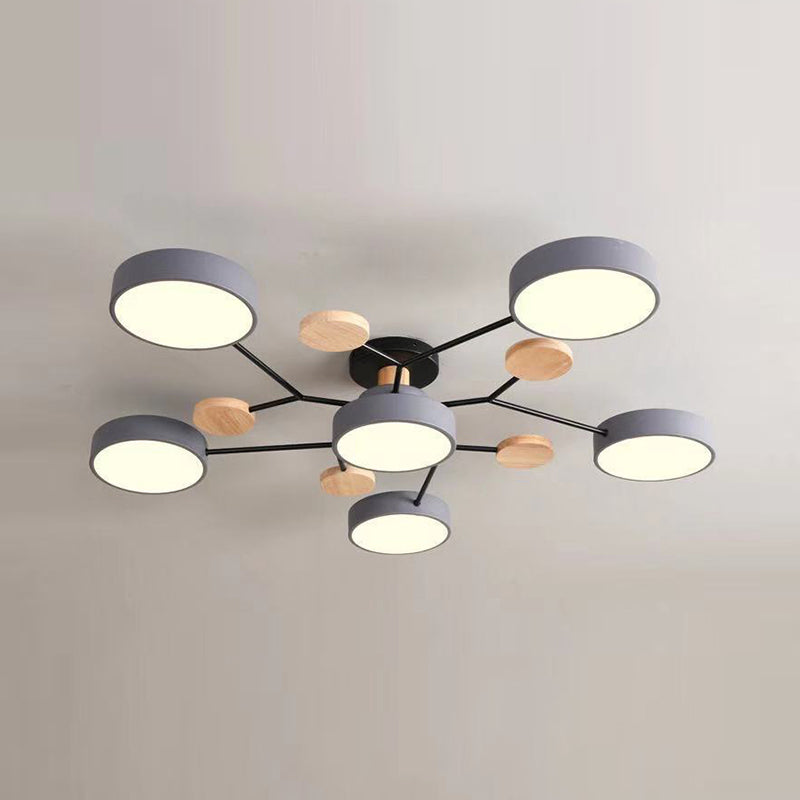 Macaron Molecular LED Ceiling Fixture Metal Living Room Semi Flush Mount Light