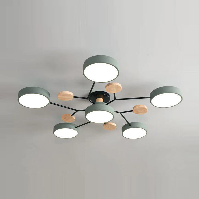 Macaron Molecular LED Ceiling Fixture Metal Living Room Semi Flush Mount Light