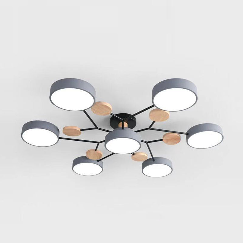 Macaron Molecular LED Ceiling Fixture Metal Living Room Semi Flush Mount Light