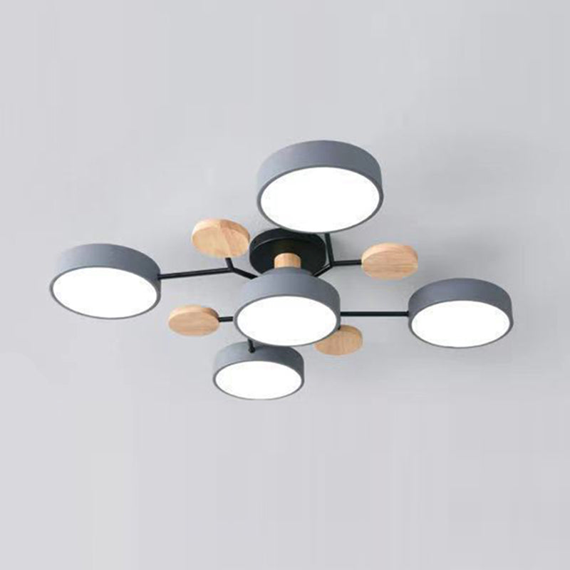 Macaron Molecular LED Ceiling Fixture Metal Living Room Semi Flush Mount Light