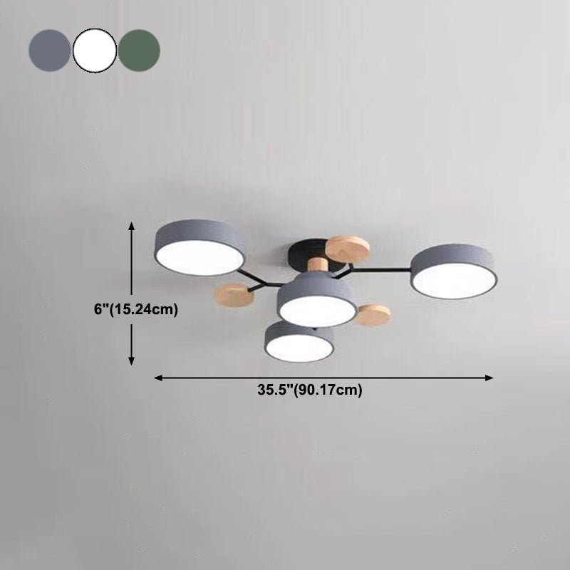 Macaron Molecular LED Ceiling Fixture Metal Living Room Semi Flush Mount Light