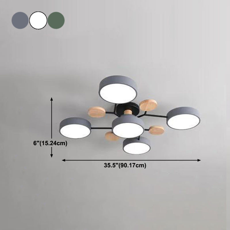 Accesorio de techo de LED molecular macarrular sala de estar de metal de metal luz de montaje de flush