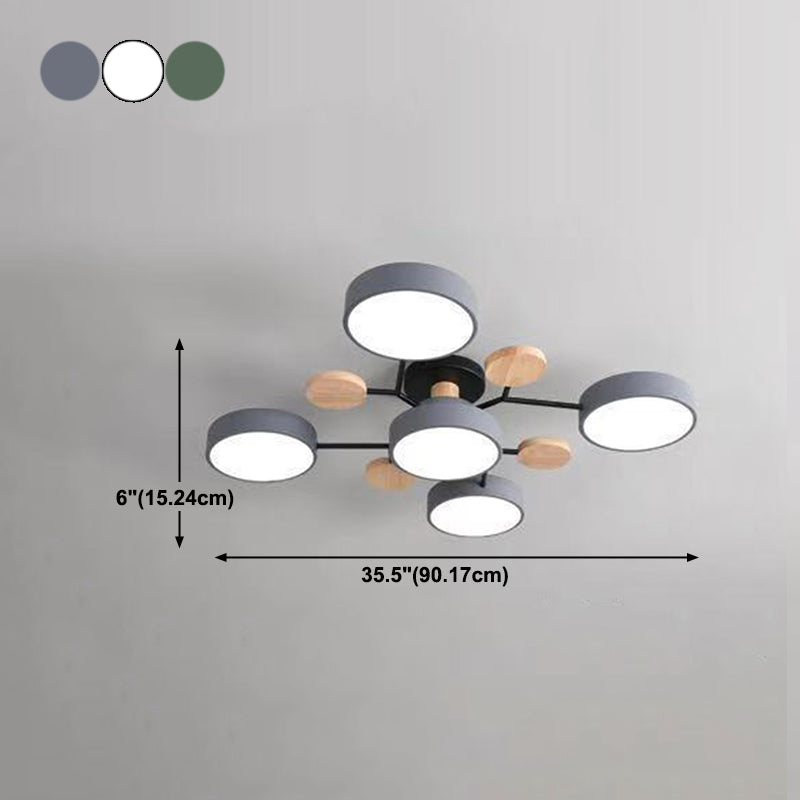 Macaron Molecular LED Plafond Aymordage Metal Living Room Semi Flush Light Light