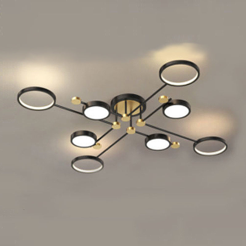 LED POSTERNO LIGHT LIGHT ANILLO NEGRO Y GOLDO SEMI FLUSH LIGHTIVE PARA SALA