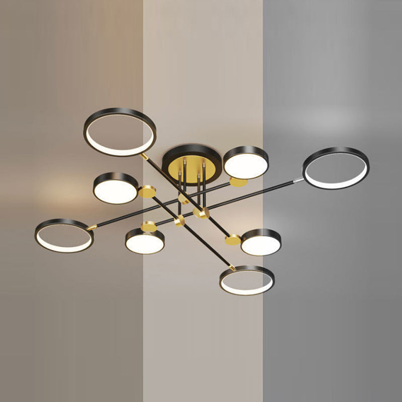 LED POSTERNO LIGHT LIGHT ANILLO NEGRO Y GOLDO SEMI FLUSH LIGHTIVE PARA SALA