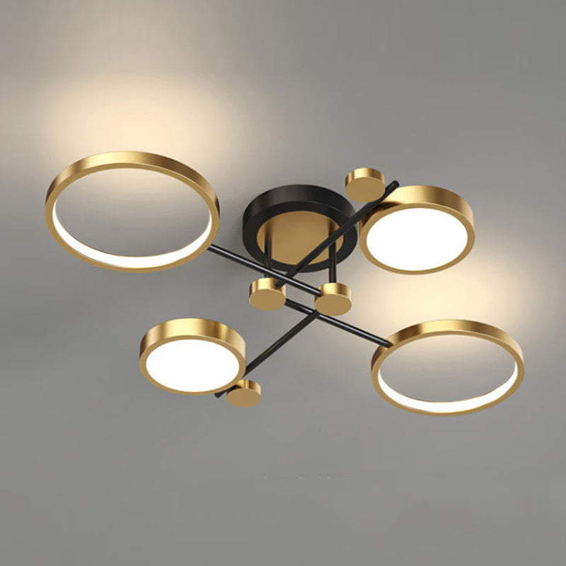 LED POSTERNO LIGHT LIGHT ANILLO NEGRO Y GOLDO SEMI FLUSH LIGHTIVE PARA SALA