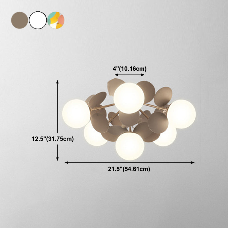 Petali eleganti Nordic Lampada del soffitto in vetro bianco camera da letto semifulò