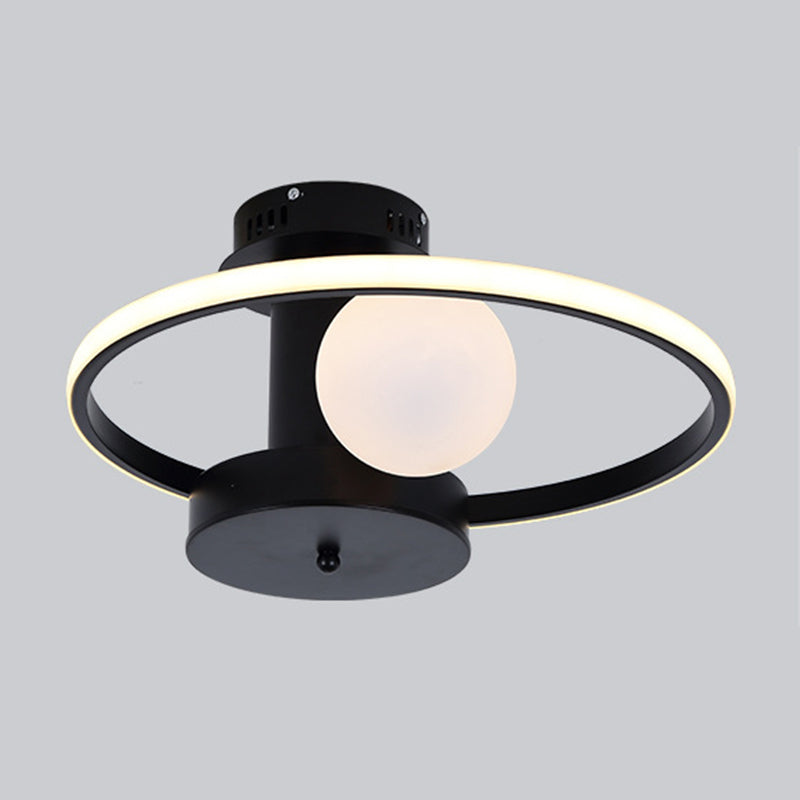 Moderne ringvormige LED Semi Flush Light woonkamer plafondlicht met glazen schaduw