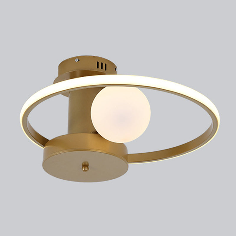 Moderne ringvormige LED Semi Flush Light woonkamer plafondlicht met glazen schaduw