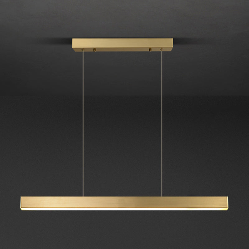 Simple Style Copper Island Light Fixtures Linear 1-Light Restaurant LED Hanging Lamps