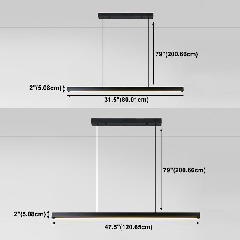 Lámpara de suspensión LED de restaurante LED de 1 luces lineales de 1 luces lineales Lámparas de iluminación de metal isla de metal