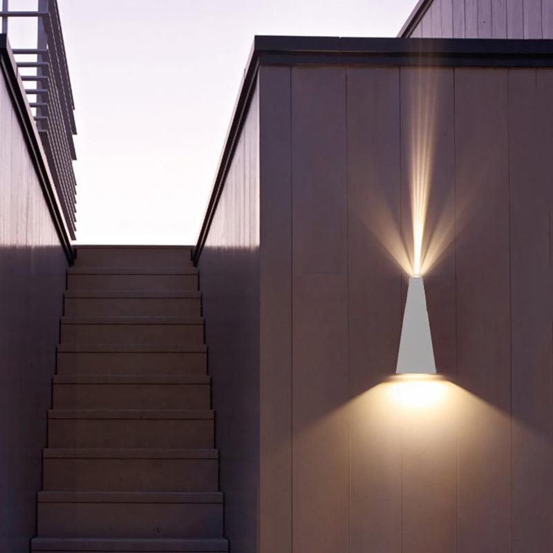 Luz de pared geométrica moderna aluminio 2 luces lavadora de pared para al aire libre