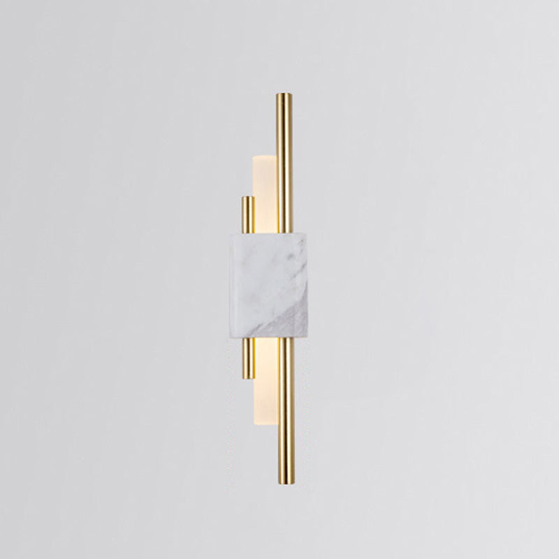 Modern Metal Wall Light Geometric LED Wall Sconce with Marble for Bedroom