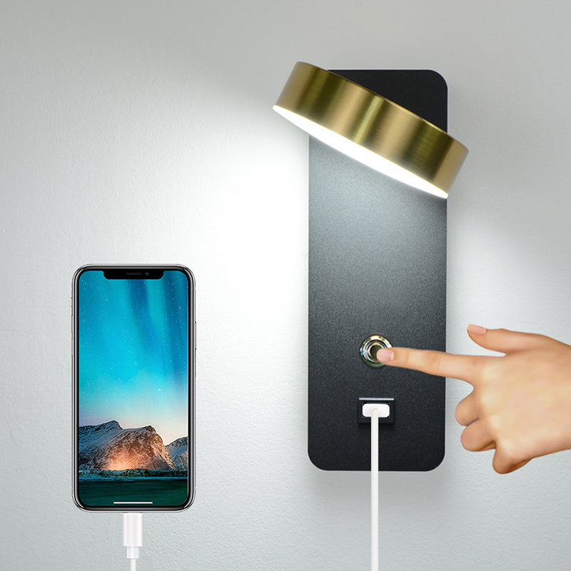Roteerbare aanraking dimmen muurlamp Noordelijk bed LED leesmuurlicht met USB -poort