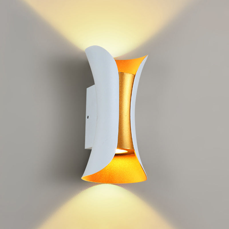 Aluminum Hourglass Shaped Wall Sconce Postmodern Courtyard LED Up Down Light