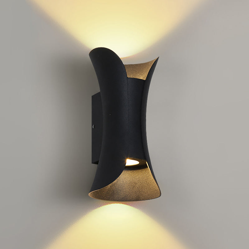 Aluminum Hourglass Shaped Wall Sconce Postmodern Courtyard LED Up Down Light