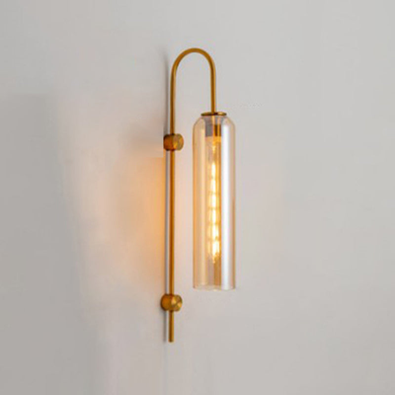 Modern Style Cylinder Shape Wall Sconce Glass Sconce Lighting for Bedroom