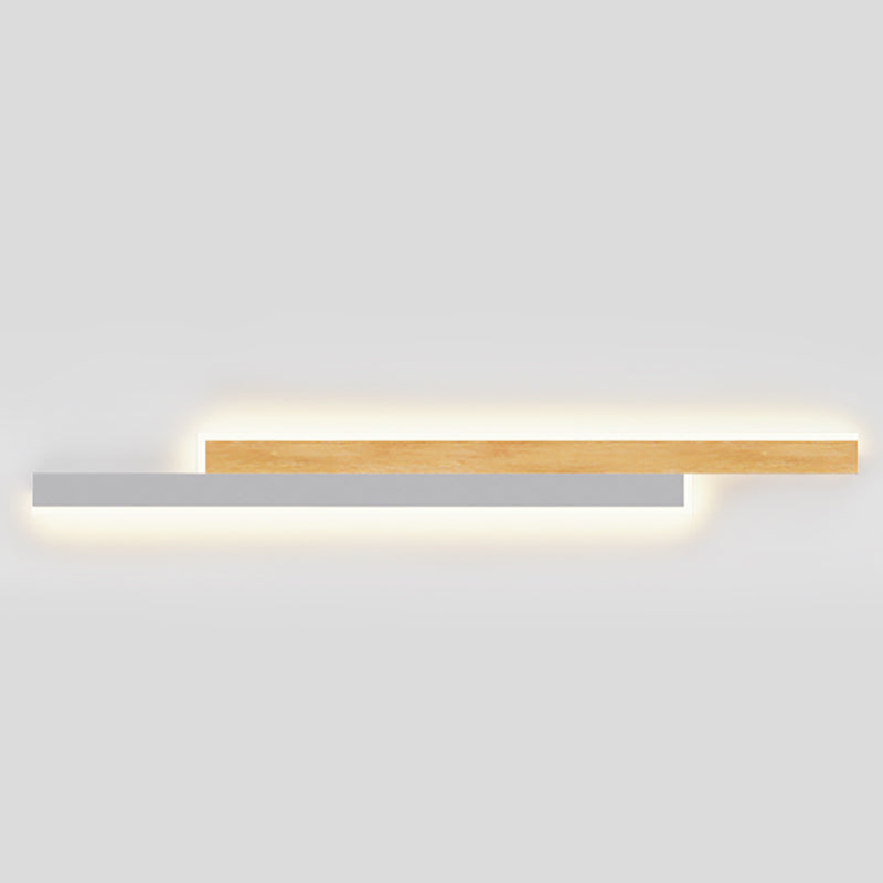 Modern Style Linear Shape Wall Sconce Wood 1 Light Sconce Lighting for Bedroom