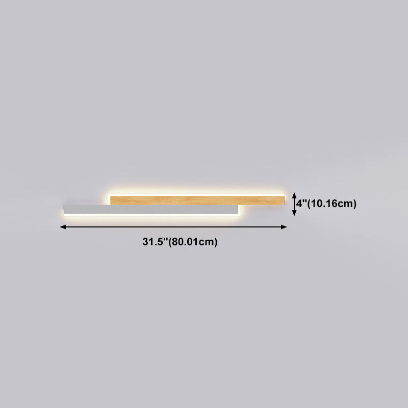 Modern Style Linear Shape Wall Sconce Wood 1 Light Sconce Lighting for Bedroom