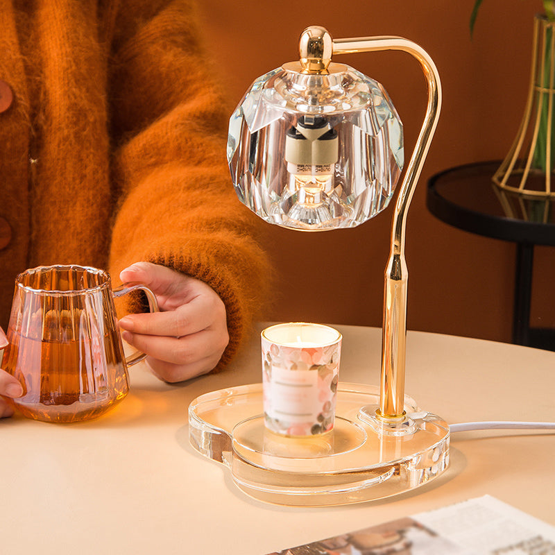 Nordic Glass Table Lamp Aromatherapy Melting Wax Desk Lamp without Candles for Bedroom