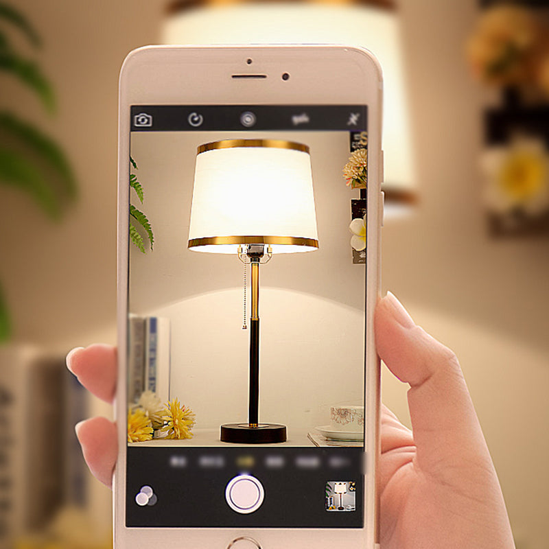 Nordic Metal Table Lamp 1 Light Desk Lamp with Natural Burlap for Bedroom