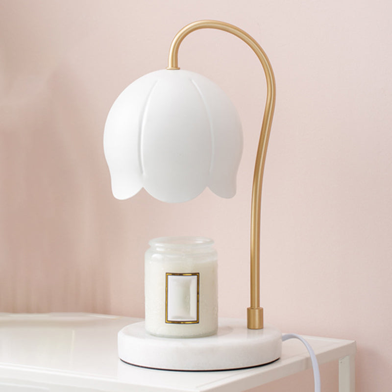 Night Floral Light Nordic Marble 1 Head Bedroom Table Table Lampe de cire sans bougies