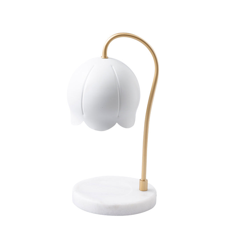 Night Floral Light Nordic Marble 1 Head Bedroom Table Table Lampe de cire sans bougies