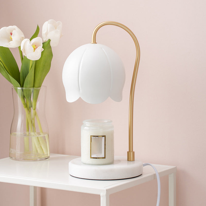 Night Floral Light Nordic Marble 1 Head Bedroom Table Table Lampe de cire sans bougies