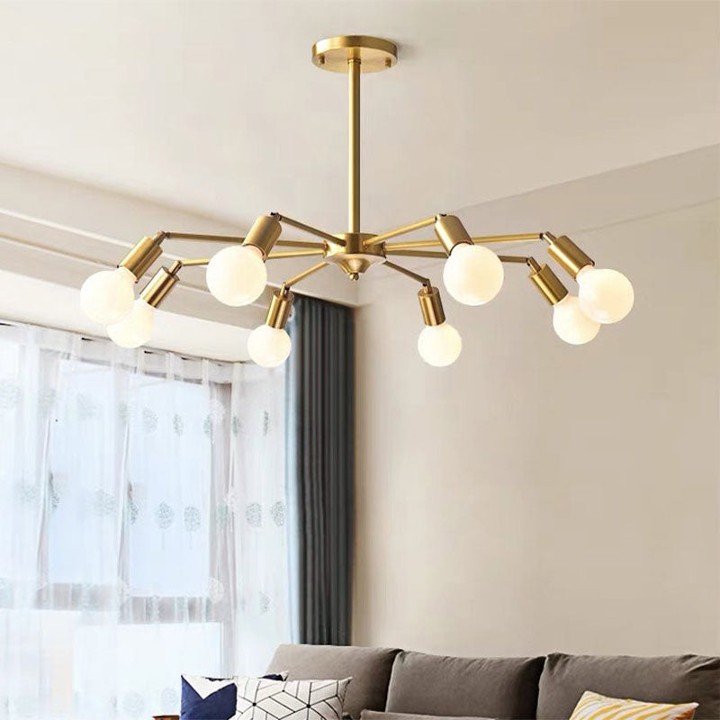 Postmodern Style Chandelier Light Metal Pendant Light in Gold for Living Room