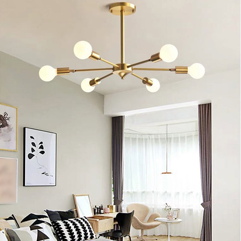 Postmodern Style Chandelier Light Metal Pendant Light in Gold for Living Room