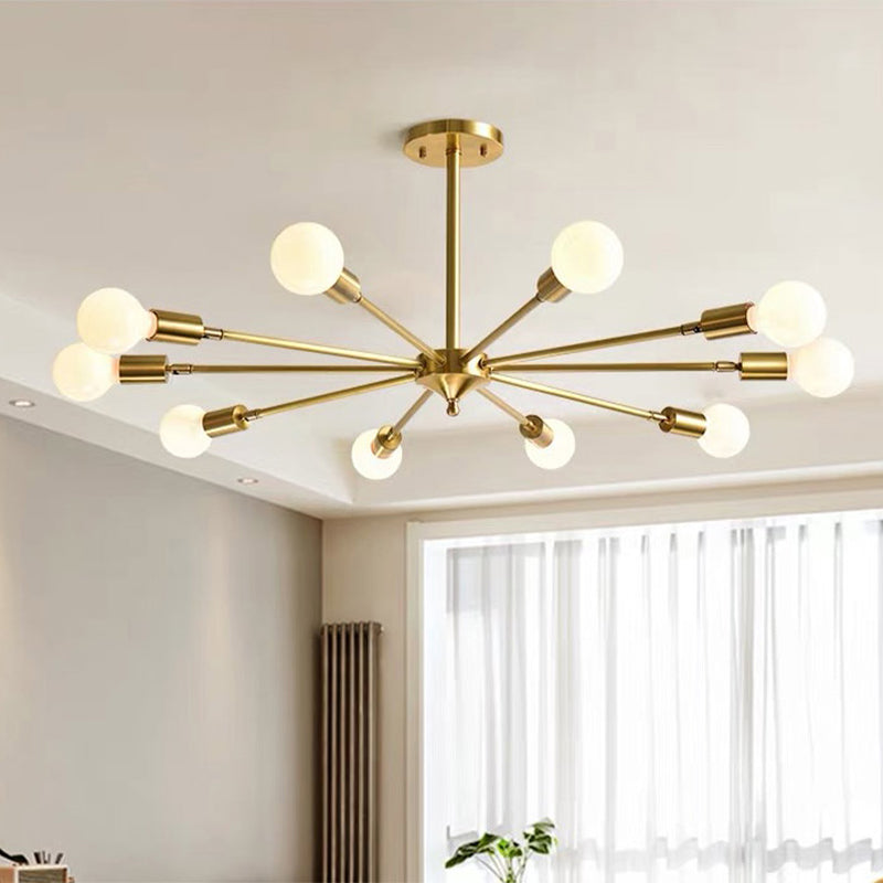 Postmodern Style Chandelier Light Metal Pendant Light in Gold for Living Room