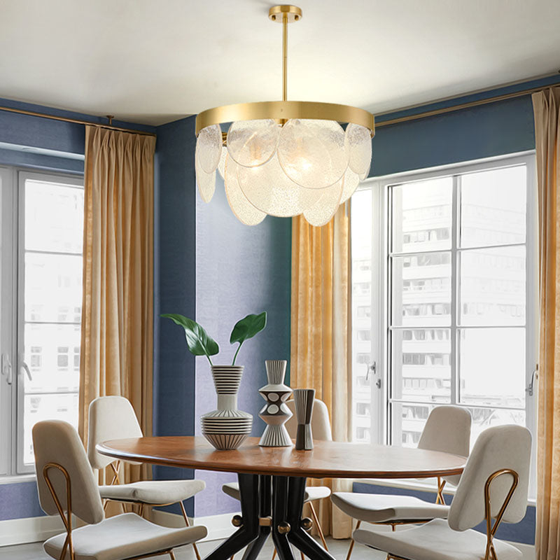 Modern Style Chandelier Light Fixture Round Shape Clear Glass Hanging Light