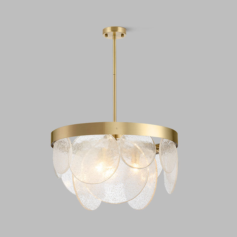 Modern Style Chandelier Light Fixture Round Shape Clear Glass Hanging Light