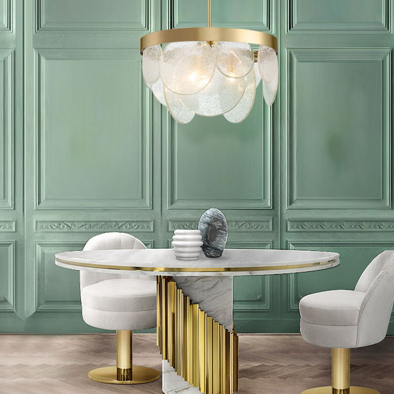 Modern Style Chandelier Light Fixture Round Shape Clear Glass Hanging Light