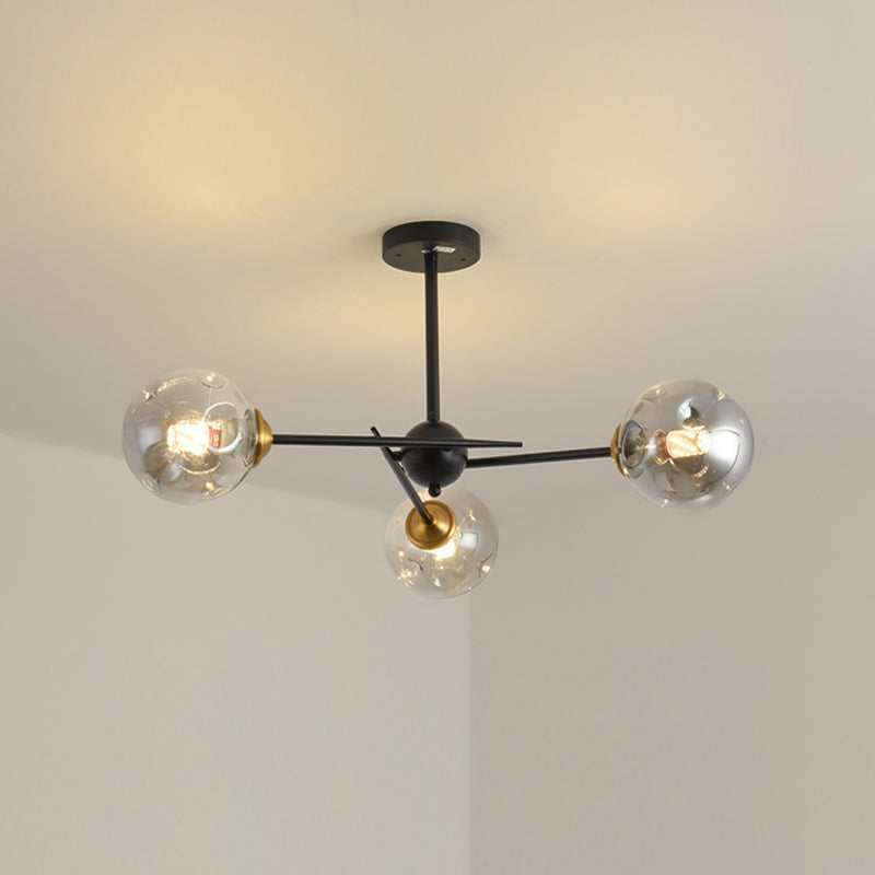 Modern Style Chandelier Light Fixture Globe Shape Glass Hanging Light for Living Room