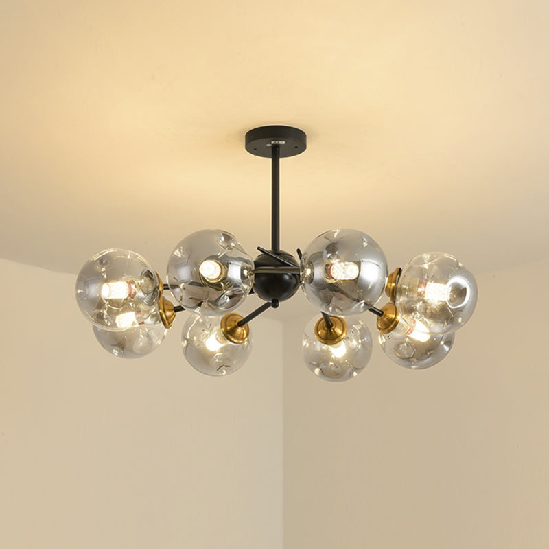 Modern Style Chandelier Light Fixture Globe Shape Glass Hanging Light for Living Room