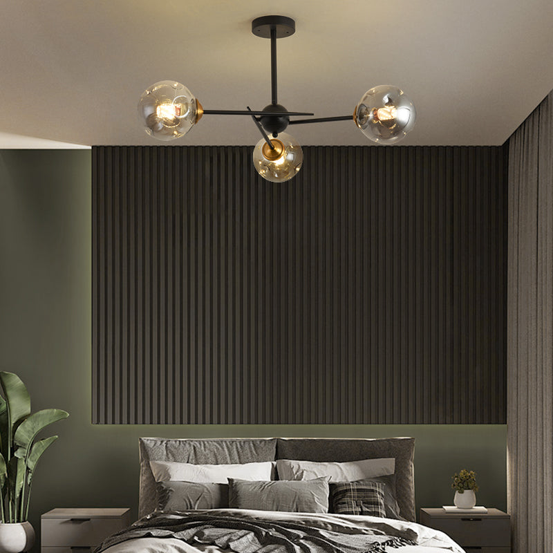 Modern Style Chandelier Light Fixture Globe Shape Glass Hanging Light for Living Room