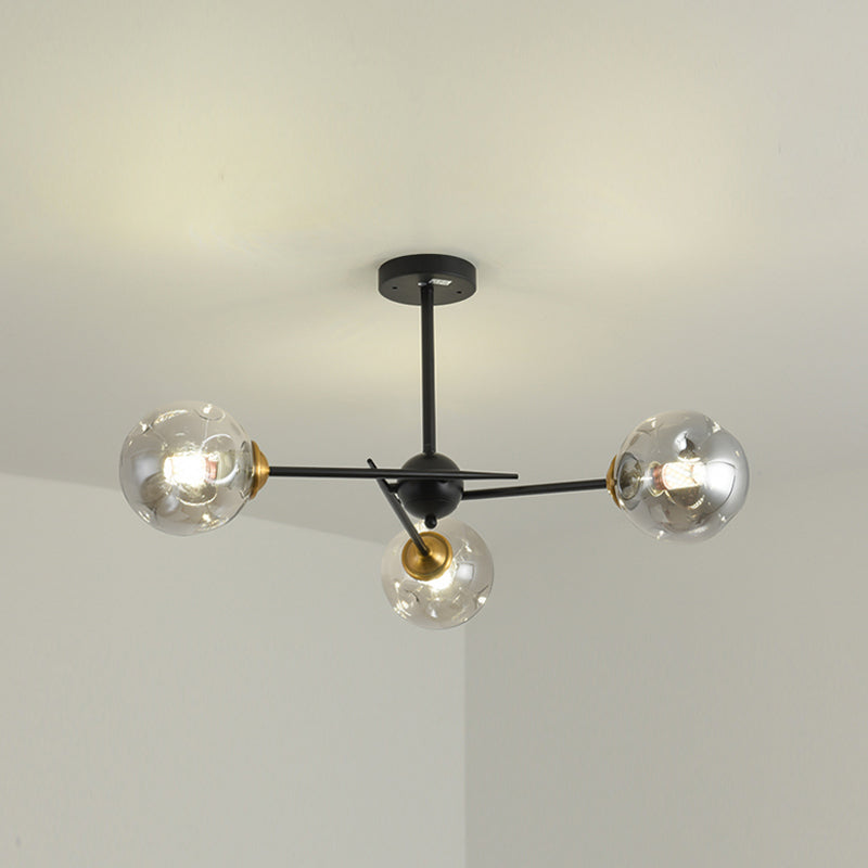 Modern Style Chandelier Light Fixture Globe Shape Glass Hanging Light for Living Room