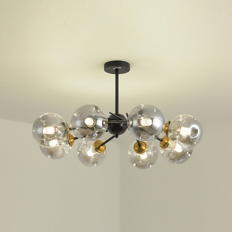 Modern Style Chandelier Light Fixture Globe Shape Glass Hanging Light for Living Room