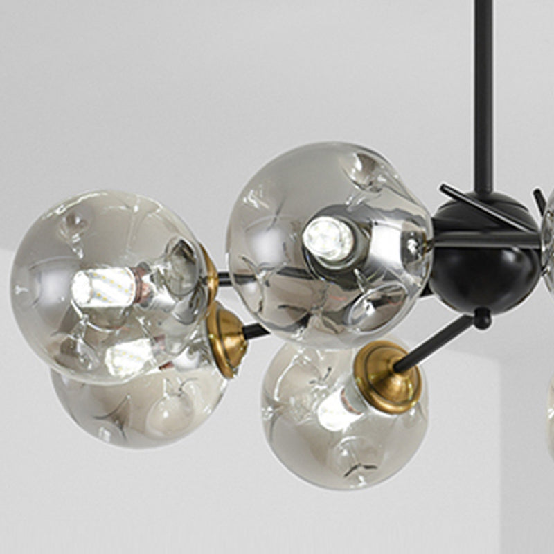 Modern Style Chandelier Light Fixture Globe Shape Glass Hanging Light for Living Room