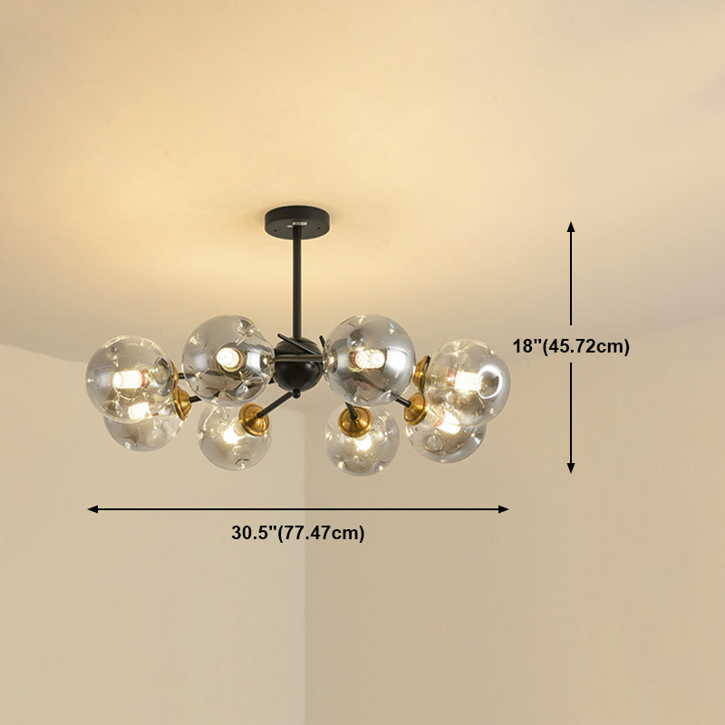 Modern Style Chandelier Light Fixture Globe Shape Glass Hanging Light for Living Room