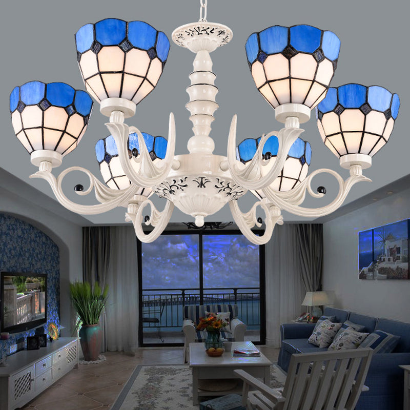 Multi Light Bowl Branch Hanging Lights Tiffany Style Glass Hanging Lighting for Bedroom