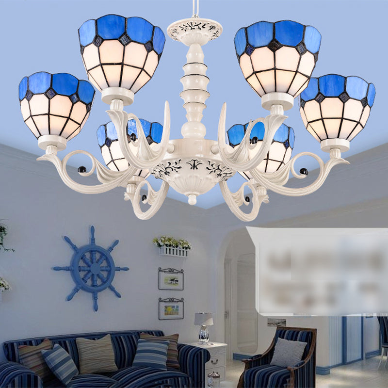 Multi Light Bowl Tak Hanging Lights Tiffany -stijl glashangende verlichting voor slaapkamer