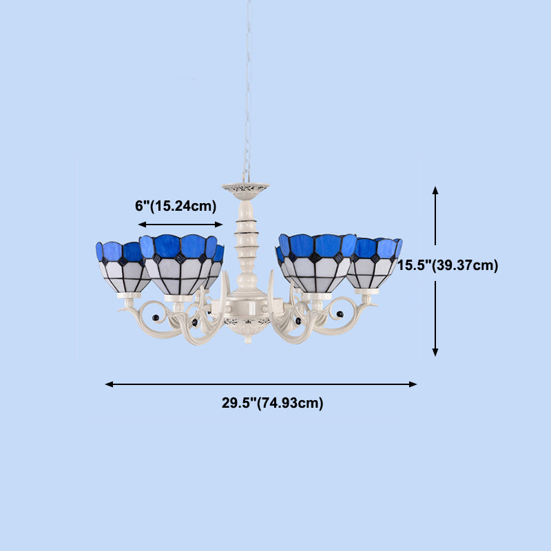 Multi Light Bowl Branch Hanging Lights Tiffany Style Glass Hanging Lighting for Bedroom