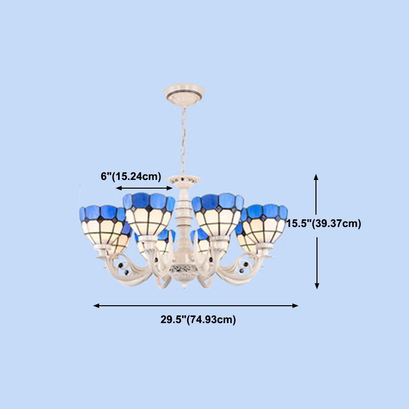 Multi -Light -Schüssel Ast Hanging Lights Tiffany Style Glasshänge Beleuchtung für Schlafzimmer