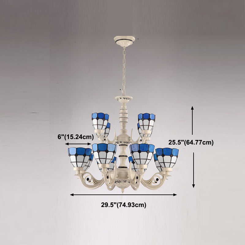 Multi Light Bowl Branch Hanging Lights Tiffany Style Glass Hanging Lighting for Bedroom