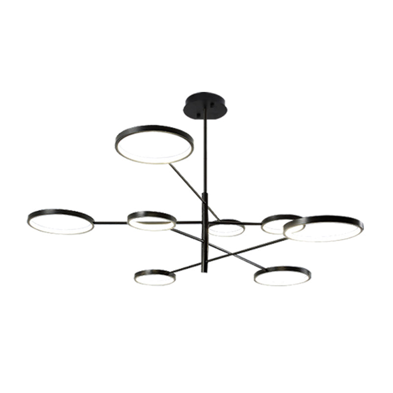 Modern Style Circle Shape Pendant Chandeliers Metal Chandelier Lights in Black