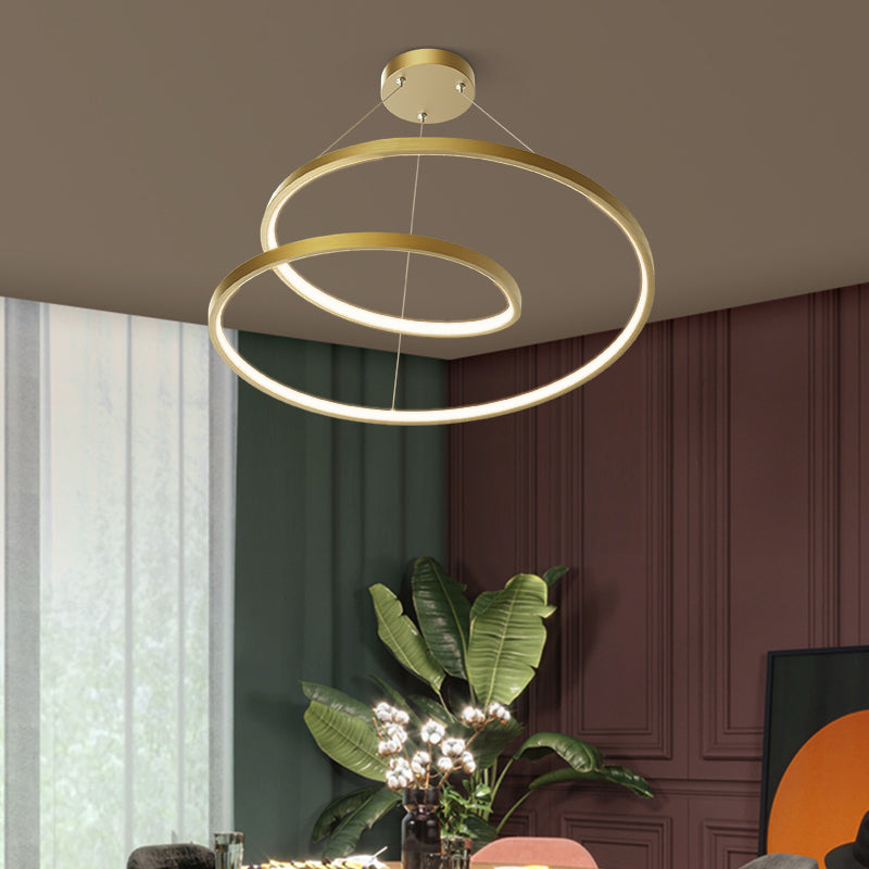 Spiral Shade Chandelier Light Modern Metal 1 Light Chandelier Lighting Fixture in Gold